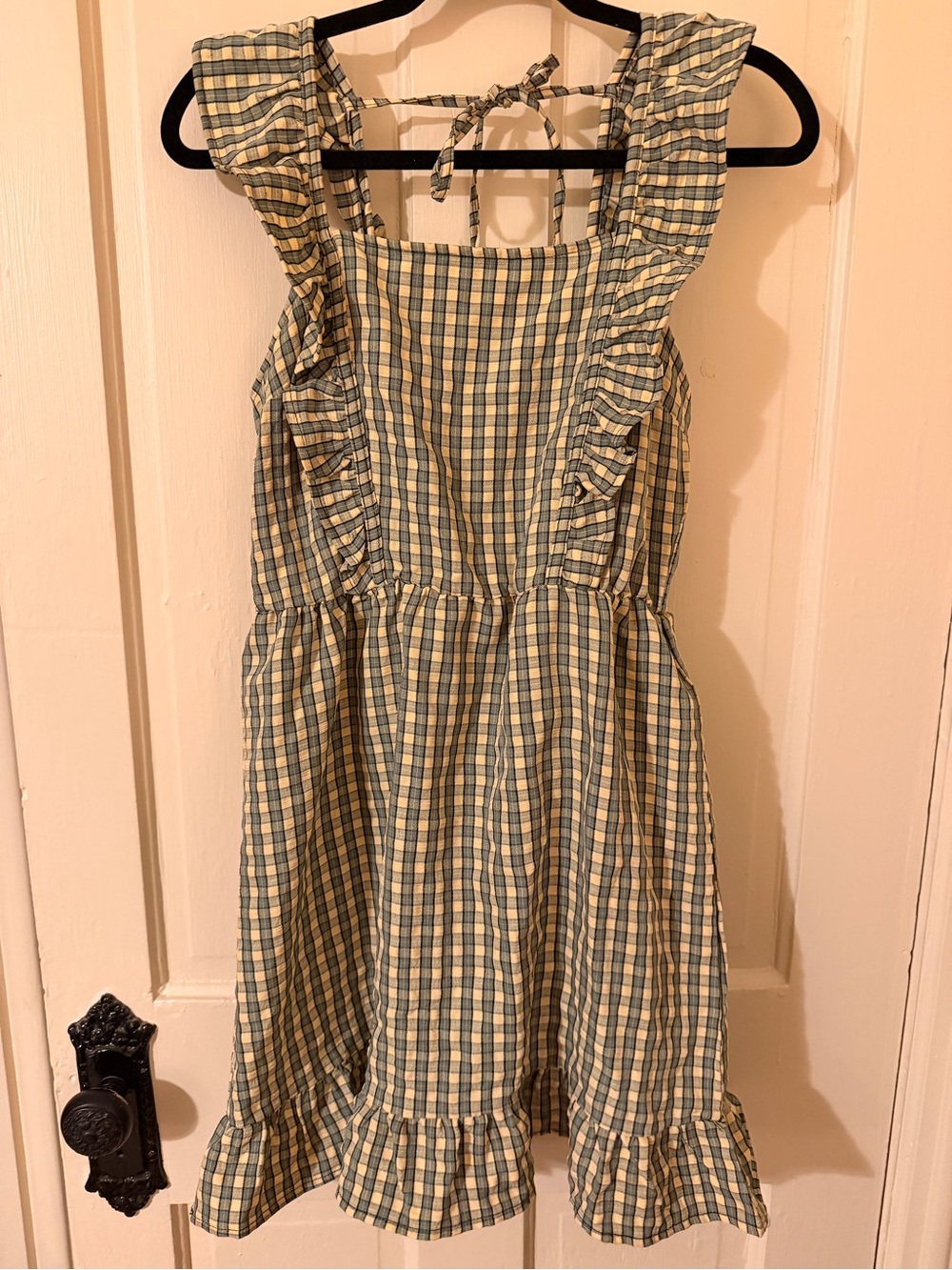 wild fable Green and Cream Gingham Ruffle Dress